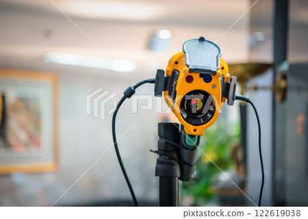 People waiting for temperature check by thermoscan People waiting for temperature check by thermoscan 122619038