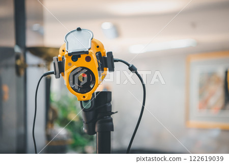 People waiting for temperature check by thermoscan People waiting for temperature check by thermoscan 122619039