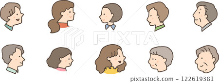Adult male and female sideways face icon set 122619381
