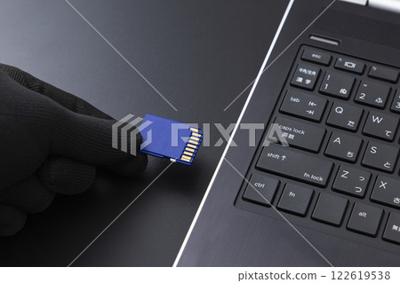 Inserting an SD card into a computer Inserting an SD card into a computer 122619538