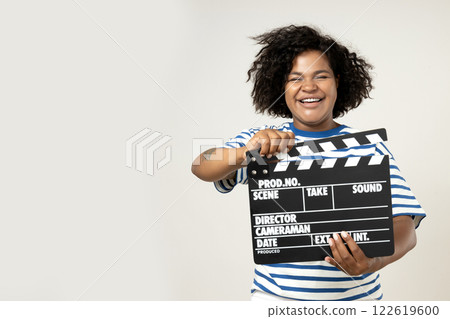 A young girl with a cinematic firecracker 122619600