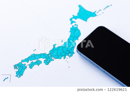 日本列島地圖與智慧型手機 122619621
