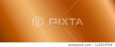 Bronze metallic gradient texture. Brass metal foil background. Diagonal shiny brown sheet for label, plate, plaque, sign, tag, print. Copper textured material surface. Vector backdrop 122619709