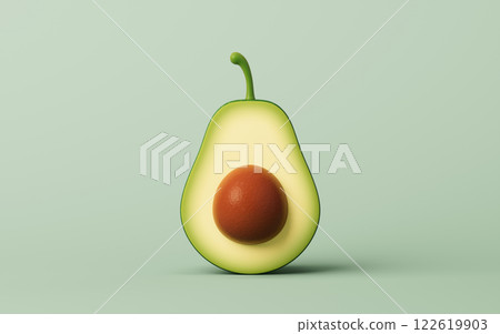 Fresh avocado fruit with green skin, 3d rendering. Fresh avocado fruit with green skin, 3d rendering. 122619903