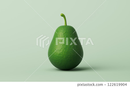Fresh avocado fruit with green skin, 3d rendering. Fresh avocado fruit with green skin, 3d rendering. 122619904