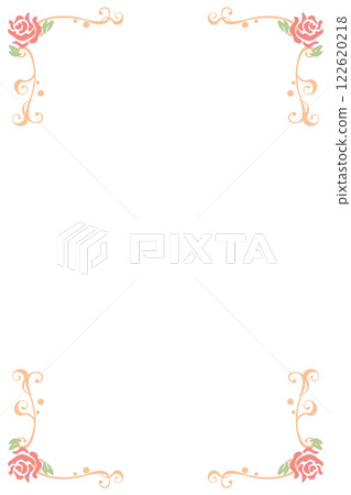 A simple frame of rose flowers with a heart design 122620218
