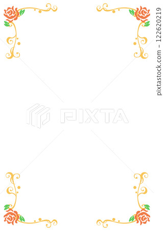 Simple rose flower frame 2 with a heart symbol design 122620219