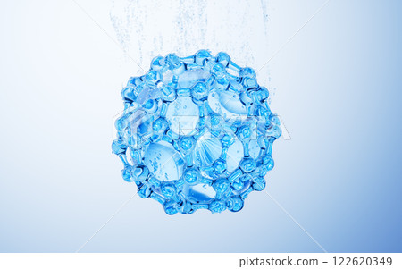 Transparent blue molecule and water bubbles 122620349