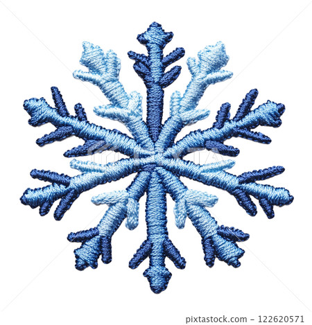 藍色雪花刺繡補丁。具有透明背景的 AI 生成圖像 122620571