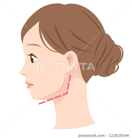 下顎線突出的女性側面照 下顎線突出的女性側面照 122620594