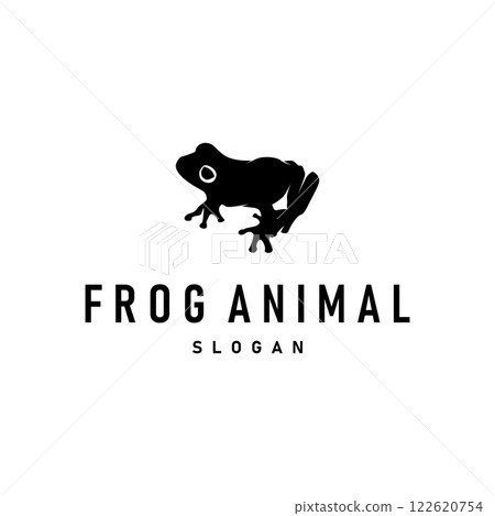simple amphibian animal frog logo design with black silhouette concept wild animal template illustration 122620754