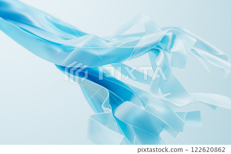 Transparent flowing fabric ribbons background, 3d 122620862