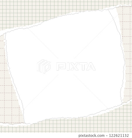 撕破的方格紙框、網格、撕破的筆記本風格背景框、正方形 122621132