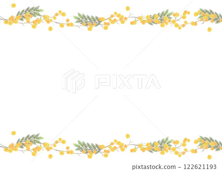 Delicate watercolor mimosa flower border frame 122621193