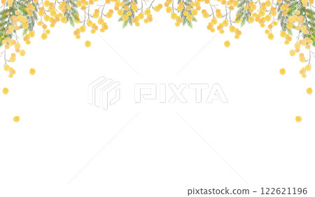 Delicate watercolor mimosa flower frame 122621196