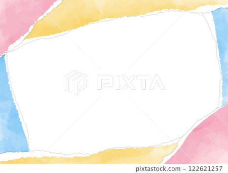 Torn paper frame, watercolor color, background material 122621257