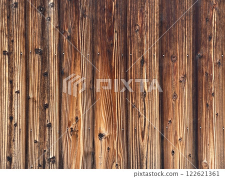 Old brown wood grain wall Natural wood background material 122621361