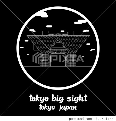 Circle Icon Tokyo Big Sight. Vector Illustration Circle Icon Tokyo Big Sight. Vector Illustration 122621472