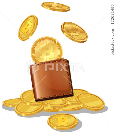 Digital Wallet with Bitcoin Coins 122621496