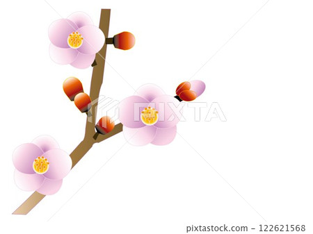 簡約的梅花插畫〜春天的新聞 122621568