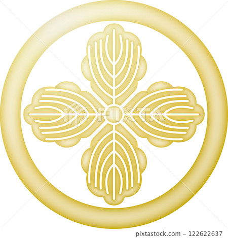 家族徽章：四片橡樹葉圍成一圈[金色] 122622637