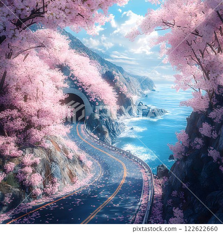 海岸線櫻花飄舞 122622660