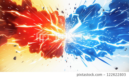 "Relative red and blue lightning background" 122622803