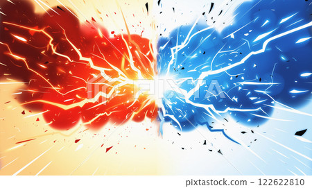 "Relative red and blue lightning background" 122622810