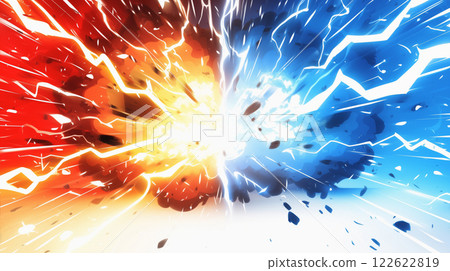 "Relative red and blue lightning background" 122622819