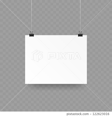 Hanging Blank Poster Paper Mockup Set with Clips Vector Hanging Blank Poster Paper Mockup Set with Clips Vector 122623016