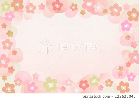 Pink cute background frame of plum blossoms 122623043