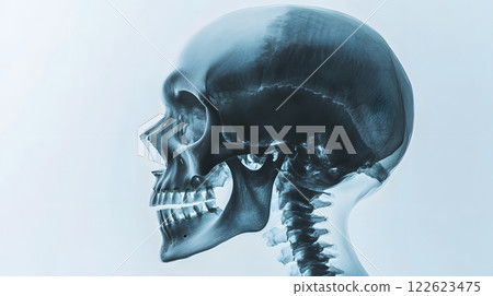 X-Ray Side Profile of Skull and Spine 122623475
