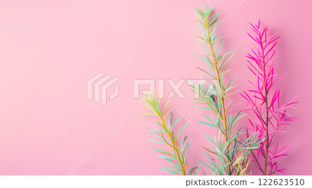 Minimal spring banner with vibrant branches 122623510