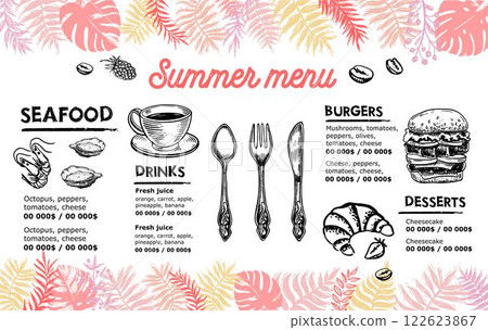 menu, food, vector 122623867