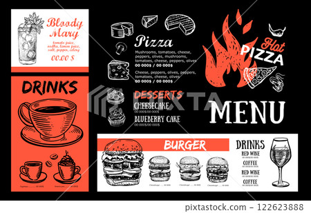 menu, food, vector 122623888