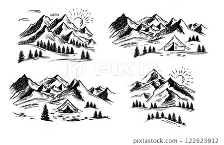mountain, sketch, vector 122623912