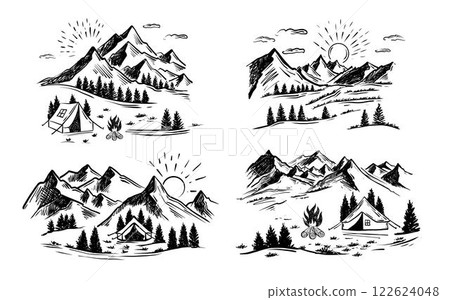 mountain, sketch, vector 122624048