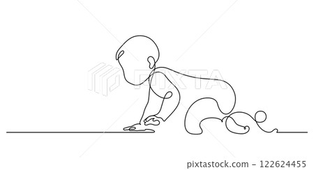 one line drawing continuous hand drawn baby start crawling 122624455