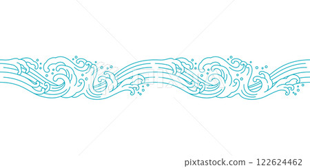 orient sea wave seamless pattern japanese line art illustration 122624462