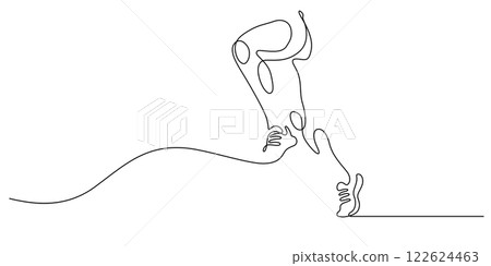 human running posture one line drawing continuous minimalist art 122624463
