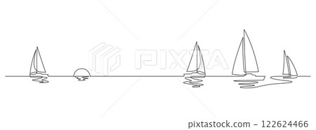 sailboats one line drawing minimalism and sunset sailboats one line drawing minimalism and sunset 122624466