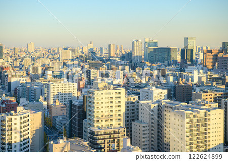 冬季黃昏的東京城市景觀 122624899