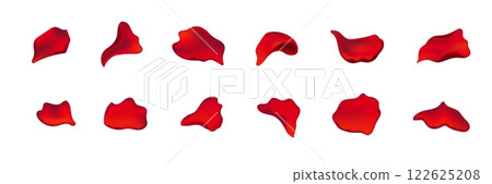 Scattered red rose petals set for love and holiday themes. 122625208