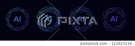 Holographic blue frame for futuristic AI and sci fi designs. Holographic blue frame for futuristic AI and sci fi designs. 122625216