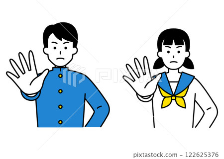 一群男女學生將右手向前伸出 一群男女學生將右手向前伸出 122625376