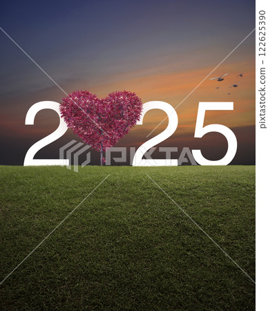 Happy new year and Valentines day 2025 concept 122625390