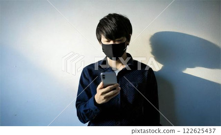 非法打工，智慧型手機，互聯網，誹謗，SNS，面具，男人 122625437