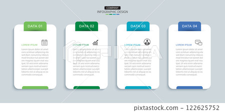 4 data infographics tab layout template. Illustration business abstract background. 122625752