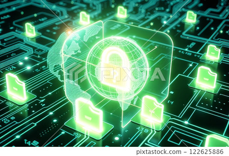 Data protection and cyber security abstract background. 122625886