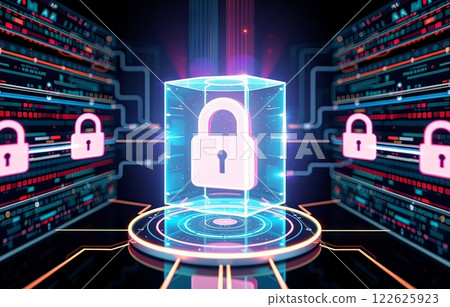 Data protection and cyber security abstract background. 122625923